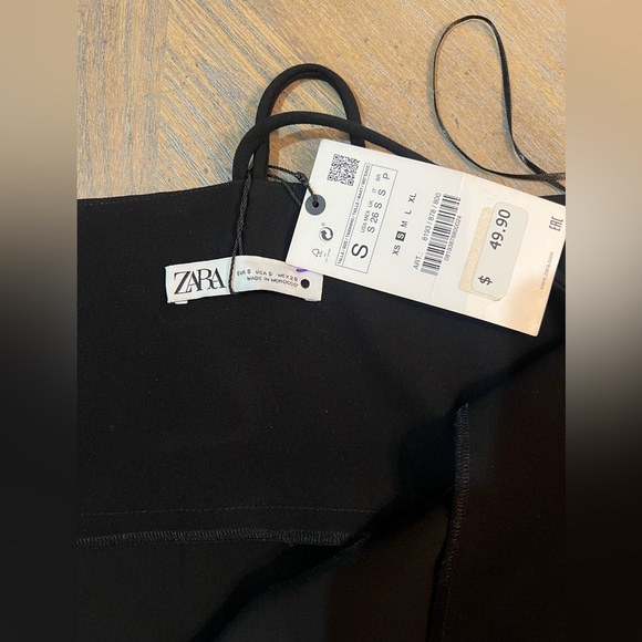 Zara Black mini Dress drapped Small NWT - Picture 4 of 15